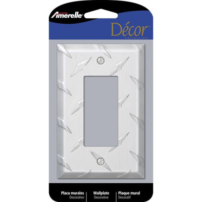 Amerelle Diamond Silver 1 gang Stamped Aluminum Decorator Wall Plate