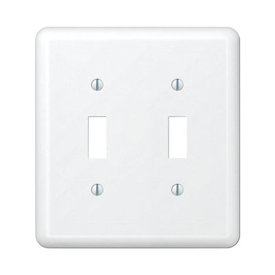 Amerelle Devon White 2 gang Stamped Steel Toggle Wall Plate