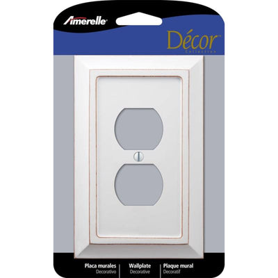 Amerelle Savannah White 1 gang Wood Duplex Wall Plate