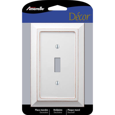 Amerelle Savannah White 1 gang Wood Toggle Wall Plate