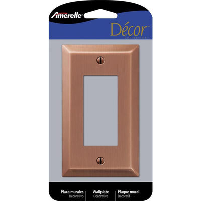 Amerelle Century Antique Copper 1 gang Stamped Steel Decorator Wall Plate