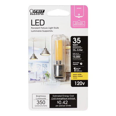 Feit T4 BA15d Bayonet LED Bulb Warm White 35 Watt Equivalence