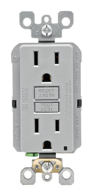 Leviton SmartlockPro 15 amps 125 V Gray GFCI Outlet 5-15R