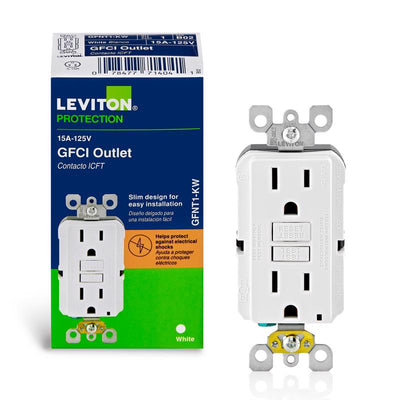 Leviton SmartlockPro 15 amps 125 V Duplex White GFCI Outlet 5-15R