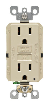 Leviton SmartlockPro 15 amps 125 V Duplex Ivory GFCI Outlet 5-15R
