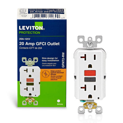 Leviton SmartlockPro 20 amps 125 V Duplex White GFCI Outlet 5-20R