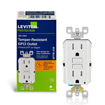Leviton SmartlockPro 15 amps 125 V Duplex White GFCI Outlet 5-15R