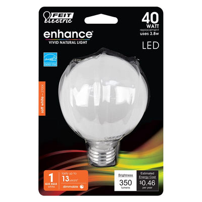 Feit G25 E26 (Medium) LED Bulb Soft White 40 Watt Equivalence