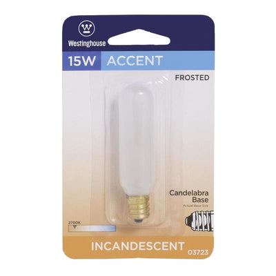 Westinghouse 15 W T6.5 Tubular Incandescent Bulb E12 (Candelabra) Warm White