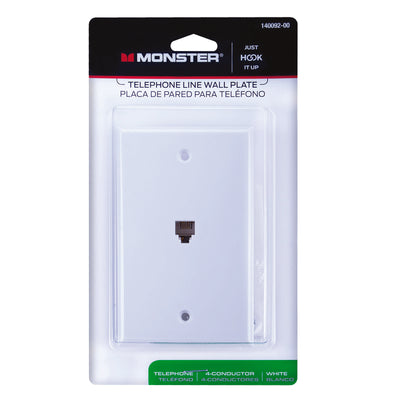 Monster Just Hook It Up White 1 gang Plastic Coax/Phone Wall Plate