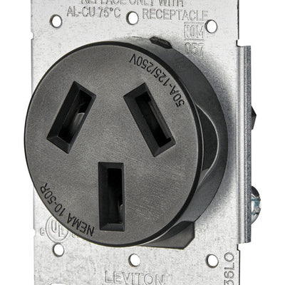 Leviton 50 amps 125/250 V Duplex Black Outlet 10-50R