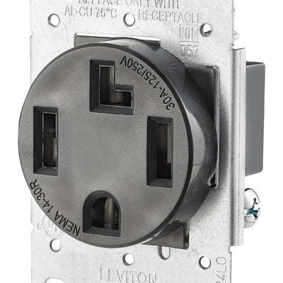 Leviton 30 amps 125/250 V Duplex Black Outlet 14-30R