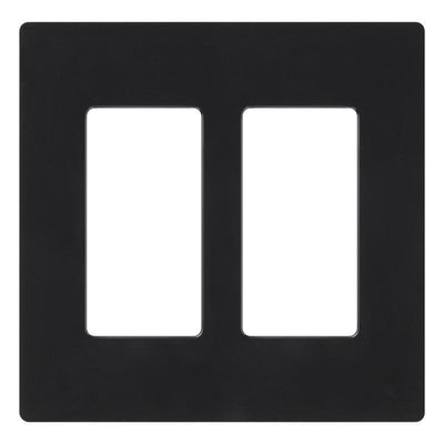 Lutron Claro Black 2 gang Plastic Decorator Wall Plate