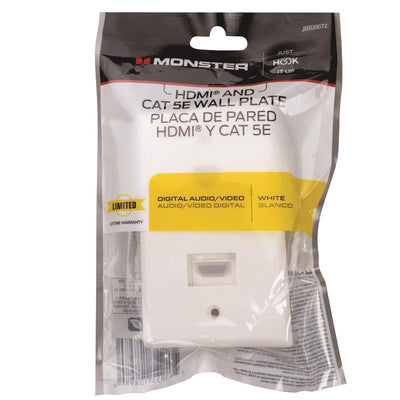 Monster Just Hook It Up White 1 gang Plastic HDMI Wall Plate