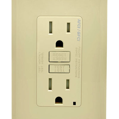 Leviton Decora 15 amps 125 V Ivory AFCI/GFCI Dual Function Outlet 5-15R