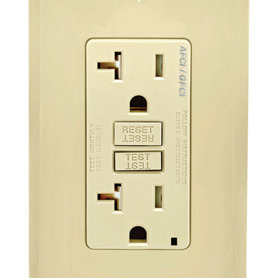 Leviton SmartlockPro 20 amps 125 V Duplex Ivory AFCI/GFCI Dual Function Outlet 5-20R