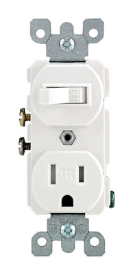 Leviton 15 amps 125 V Duplex White Combination Switch/Outlet 5-15R
