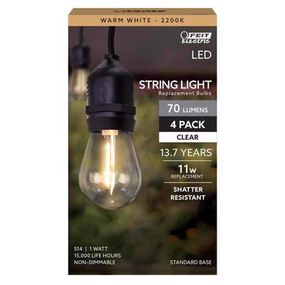 Feit S14 E26 (Medium) LED Bulb Warm White 11 Watt Equivalence 4 pk