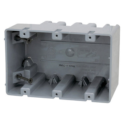 Madison Electric Smart Box Rectangle PVC 3 gang Electrical Box Gray