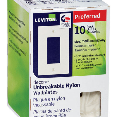 Leviton Decora Almond 1 gang Thermoplastic Nylon Decorator Wall Plate 10 pk
