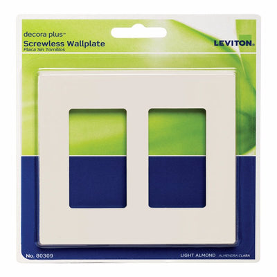 Leviton Decora Plus Almond 2 gang Polycarbonate Decorator Screwless Wall Plate