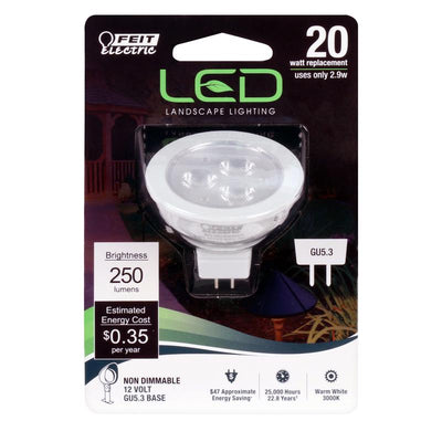 Feit MR16 GU5.3 LED Bulb Warm White 20 Watt Equivalence