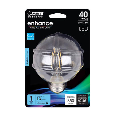 Feit Enhance G25 E26 (Medium) Filament LED Bulb Daylight 40 Watt Equivalence