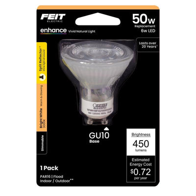 Feit Enhance MR16 GU10 LED Bulb Bright White 50 Watt Equivalence