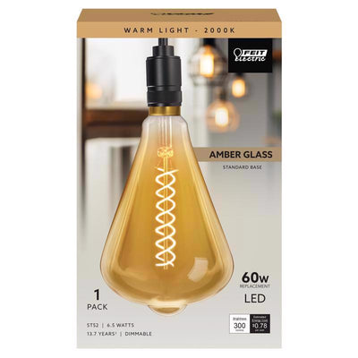 Feit ST52 E26 (Medium) LED Bulb Amber 60 Watt Equivalence