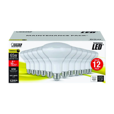 Feit BR30 E26 (Medium) LED Bulb Soft White 65 Watt Equivalence 12 pk