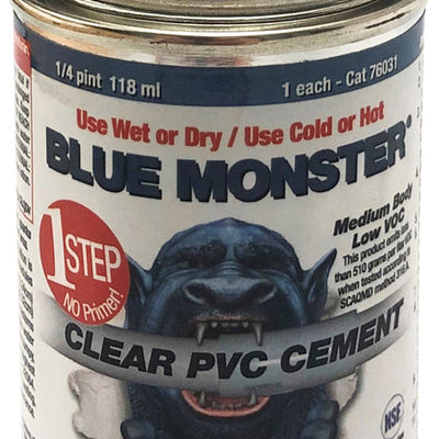 Blue Monster Clear Cement For PVC 4 oz