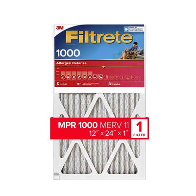 Filtrete Allergen Defense 12 in. W X 24 in. H X 1 in. Polyester 1000 MPR Pleated Air Filter