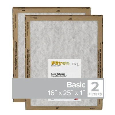 Filtrete 16 in. W X 25 in. H X 1 in. Synthetic 2 MERV Flat Panel Filter 2 pk