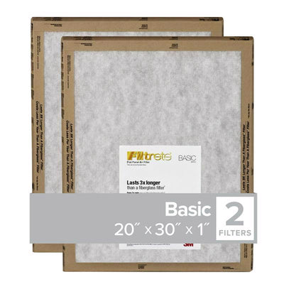 Filtrete 20 in. W X 30 in. H X 1 in. Synthetic 2 MERV Flat Panel Filter 2 pk