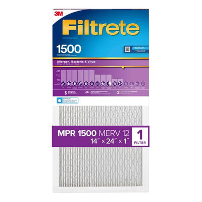 Filtrete 14 in. W X 24 in. H X 1 in. 1500 MPR Pleated Air Filter