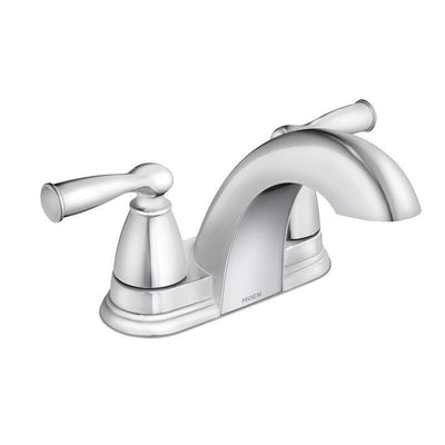 Moen Banbury 2 Chrome Traditional Centerset Bathroom Sink Faucet 4 in.