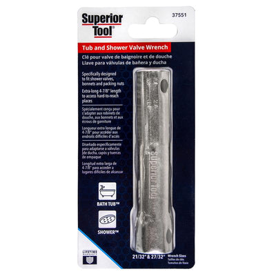 Superior Tool 21/32-27/32 in. Shower Valve Socket Wrench Silver