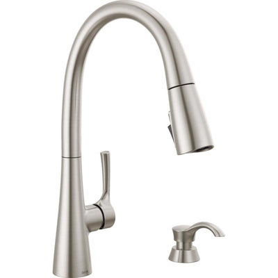 Delta One Handle Stainless Steel Pull-Down Kitchen Faucet Side Sprayer Included