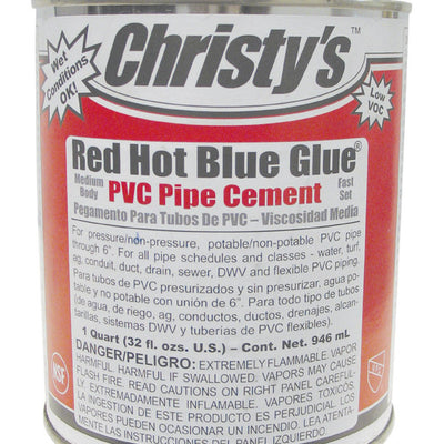 Christy's Red Hot Blue Glue Blue Cement For PVC 32 oz