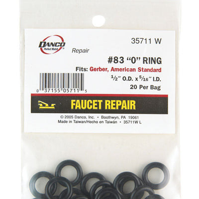 Danco 1/2 in. D X 5/16 in. D #83 Rubber O-Ring 20 pk