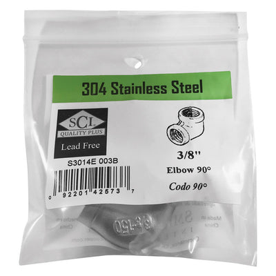 Smith-Cooper 3/8 in. FPT X 3/8 in. D FPT Stainless Steel 90 Degree Elbow