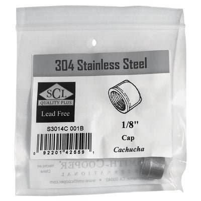 Smith-Cooper 1/8 in. FPT X 1/8 in. D FPT Stainless Steel 0.53 in. L Cap