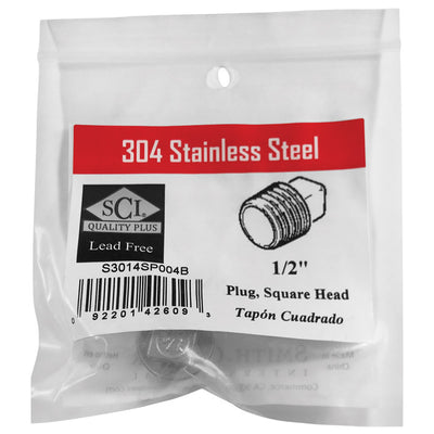 Smith-Cooper 1/2 in. MPT Stainless Steel Square Head Plug