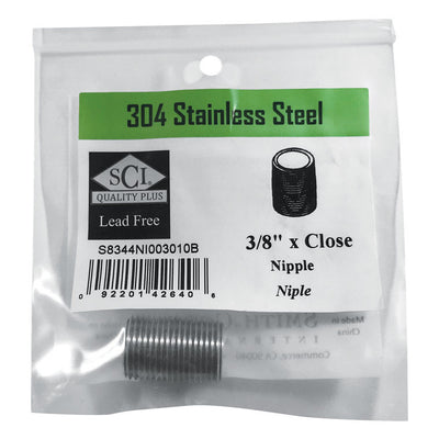 Smith-Cooper 3/8 in. MPT Stainless Steel Close Nipple