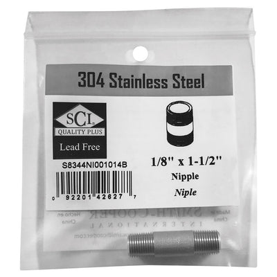 Smith-Cooper 1/8 in. MPT Stainless Steel 1-1/2 in. L Nipple