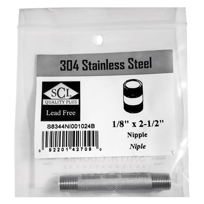 Smith-Cooper 1/8 in. MPT Stainless Steel 2-1/2 in. L Nipple