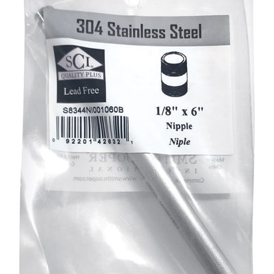 Smith-Cooper 1/8 in. MPT Stainless Steel 6 in. L Nipple