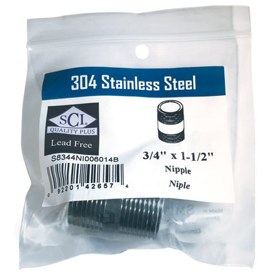 Smith-Cooper 3/4 in. MPT Stainless Steel 1-1/2 in. L Nipple