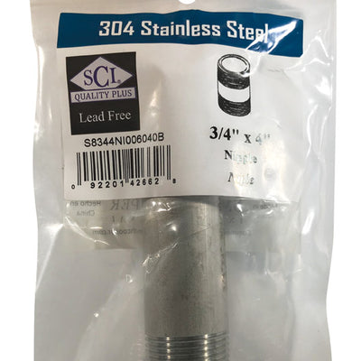 Smith-Cooper 3/4 in. MPT Stainless Steel 4 in. L Nipple