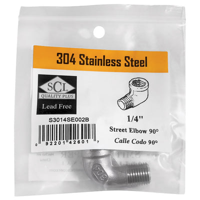Smith-Cooper 1/4 in. FPT X 1/4 in. D FPT Stainless Steel Street Elbow